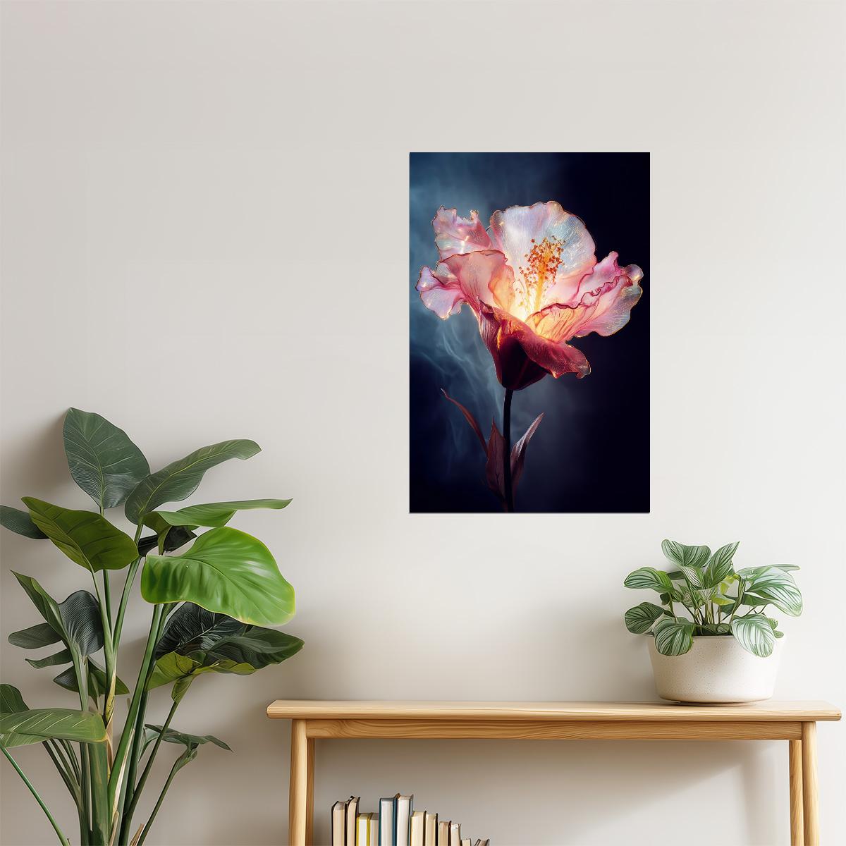 Radiant Peach Blossom | Enchanting Fantasy Art | Wall Art Print Poster