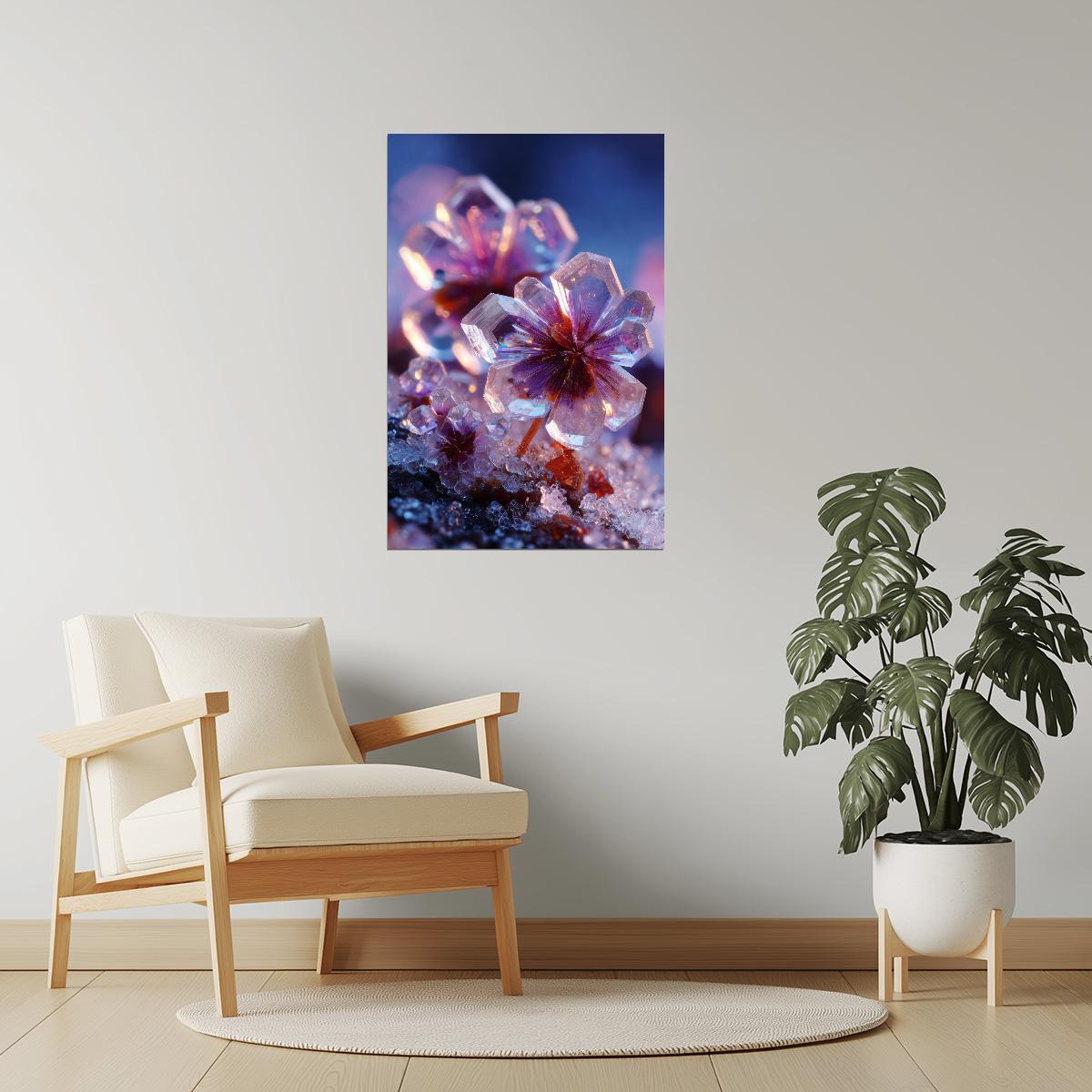 Crystal Flower Cluster | Otherworldly Ethereal Bloom | Wall Decor Poster