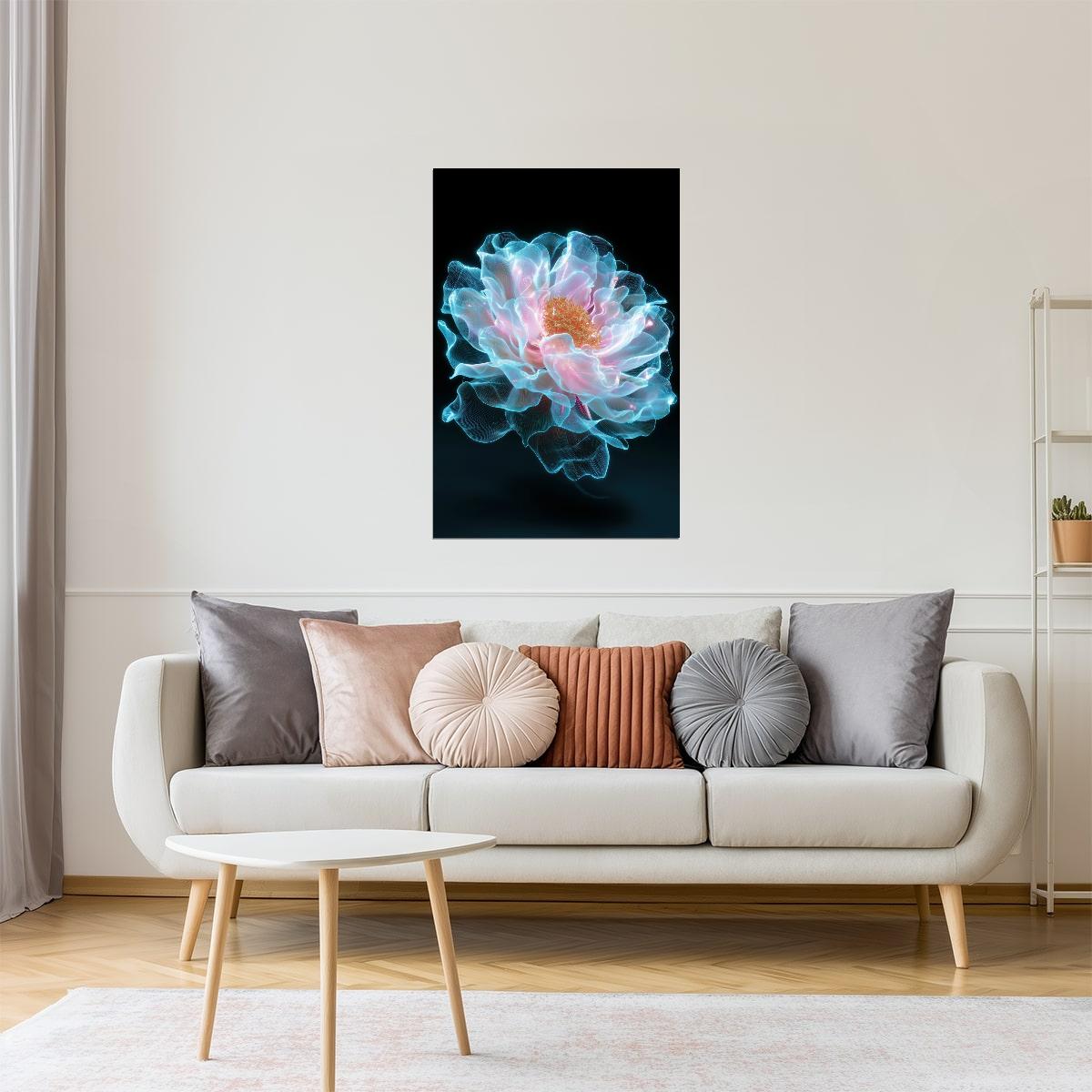 Luminous Blue Bloom | Ethereal Fantasy Art | Wall Art Print Poster