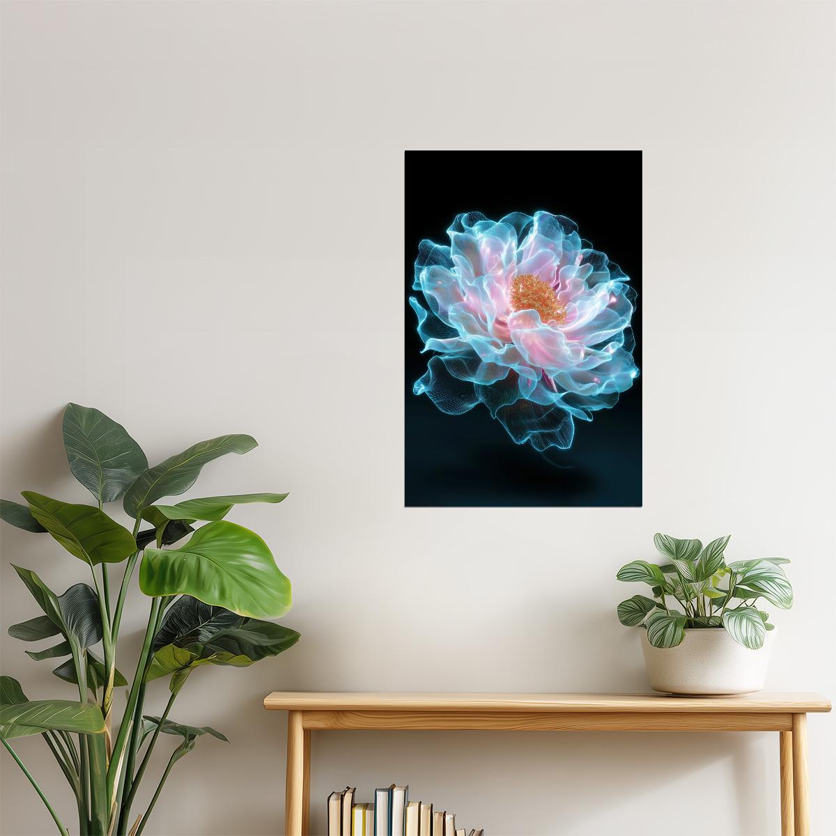 Luminous Blue Bloom | Ethereal Fantasy Art | Wall Art Print Poster