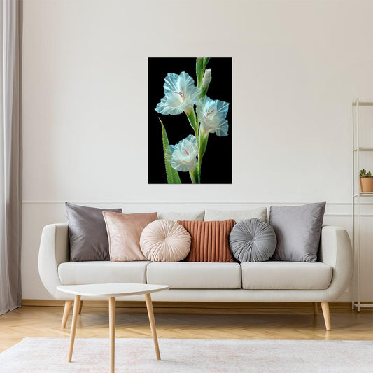 White Gladiolus | Radiant Botanical Fantasy | Wall Art Print Poster