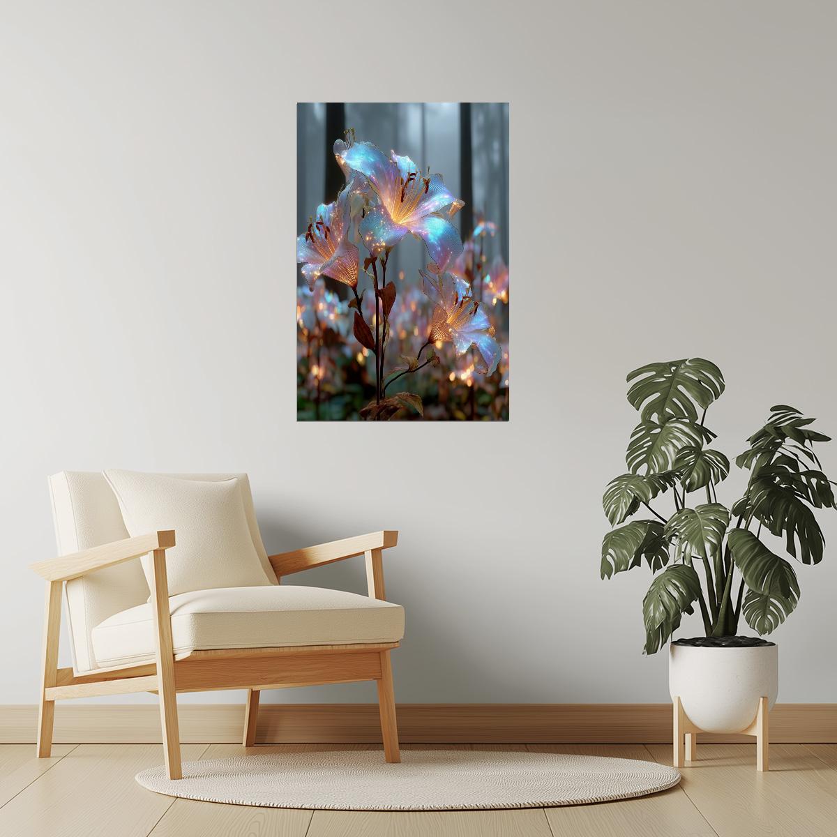 Glowing Forest Flowers | Enchanting Fantasy Art | Wall Art Print Poster