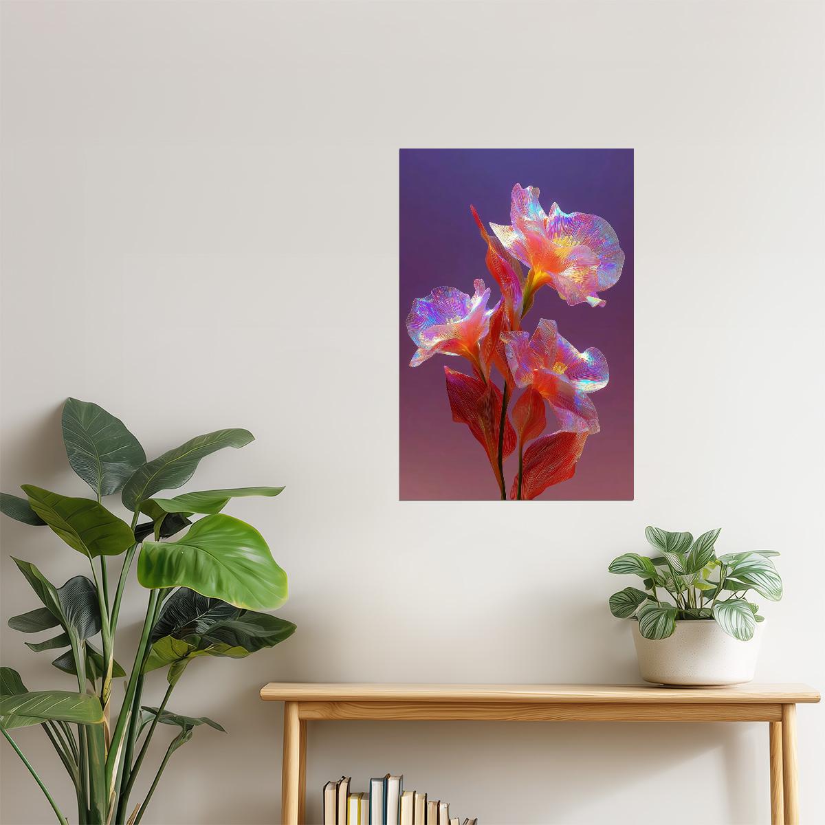 Radiant Red Petals | Mystical Botanical Surrealism | Wall Art Print Poster