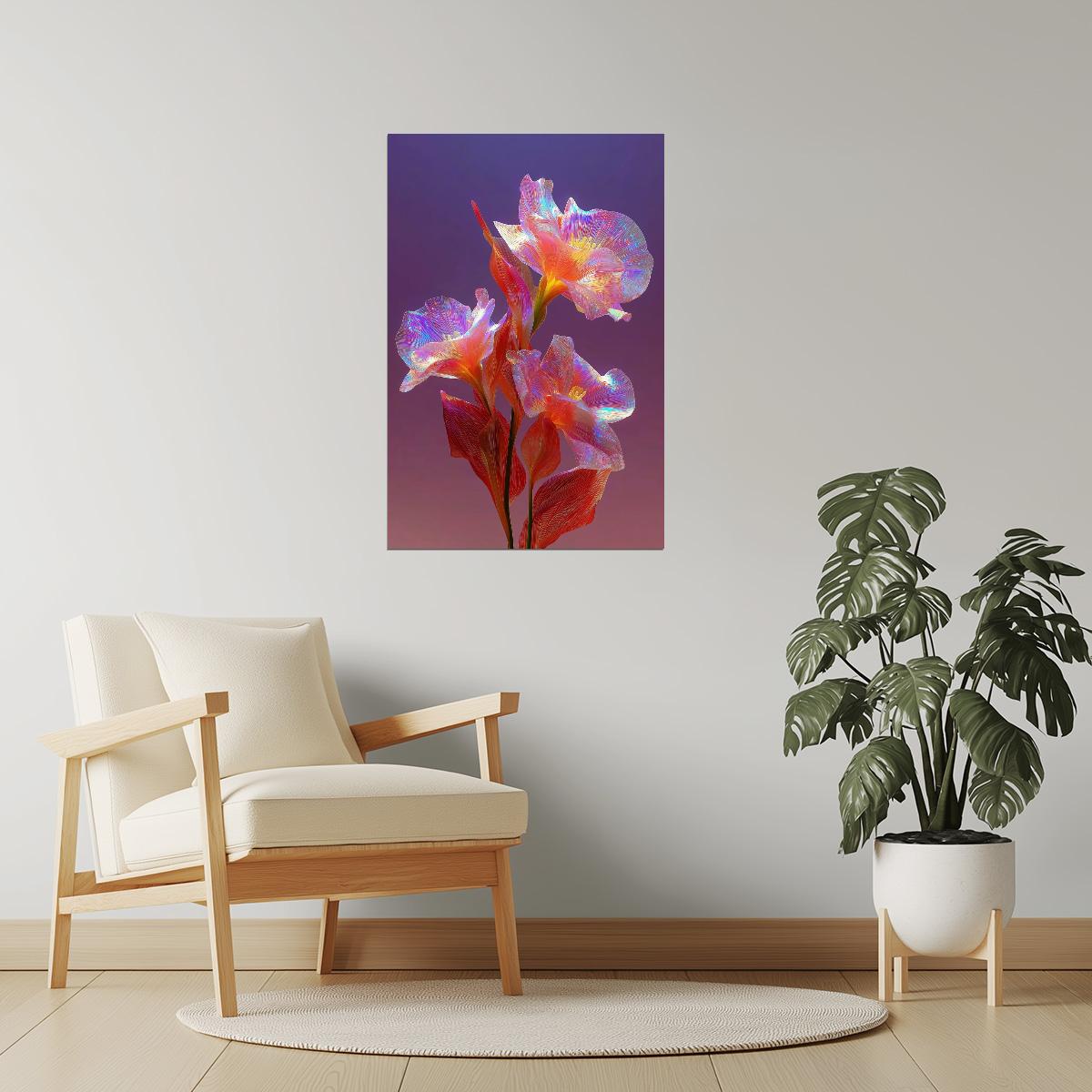 Radiant Red Petals | Mystical Botanical Surrealism | Wall Art Print Poster