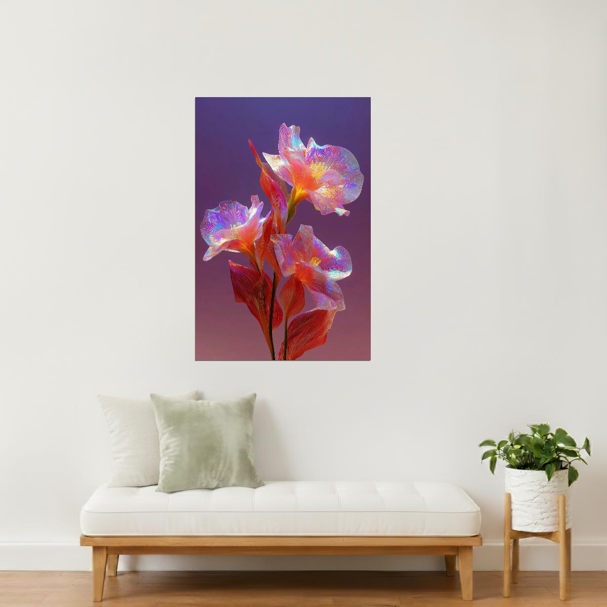 Radiant Red Petals | Mystical Botanical Surrealism | Wall Art Print Poster