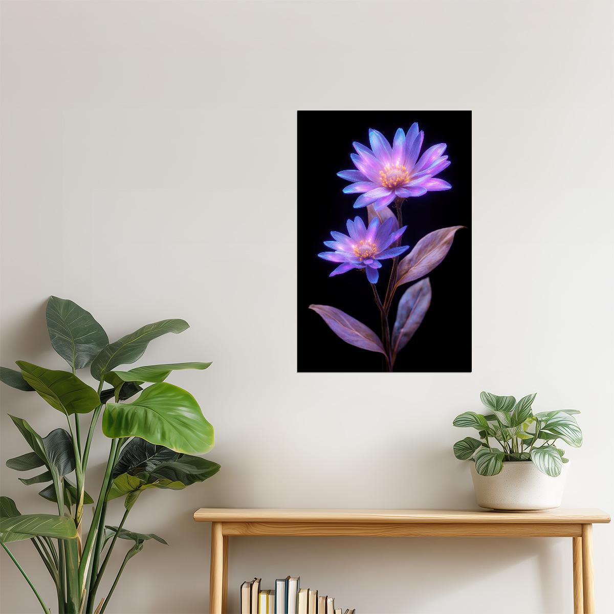 Purple Fantasy Flowers | Dreamy Ethereal Aesthetic | Wall Decor Poster