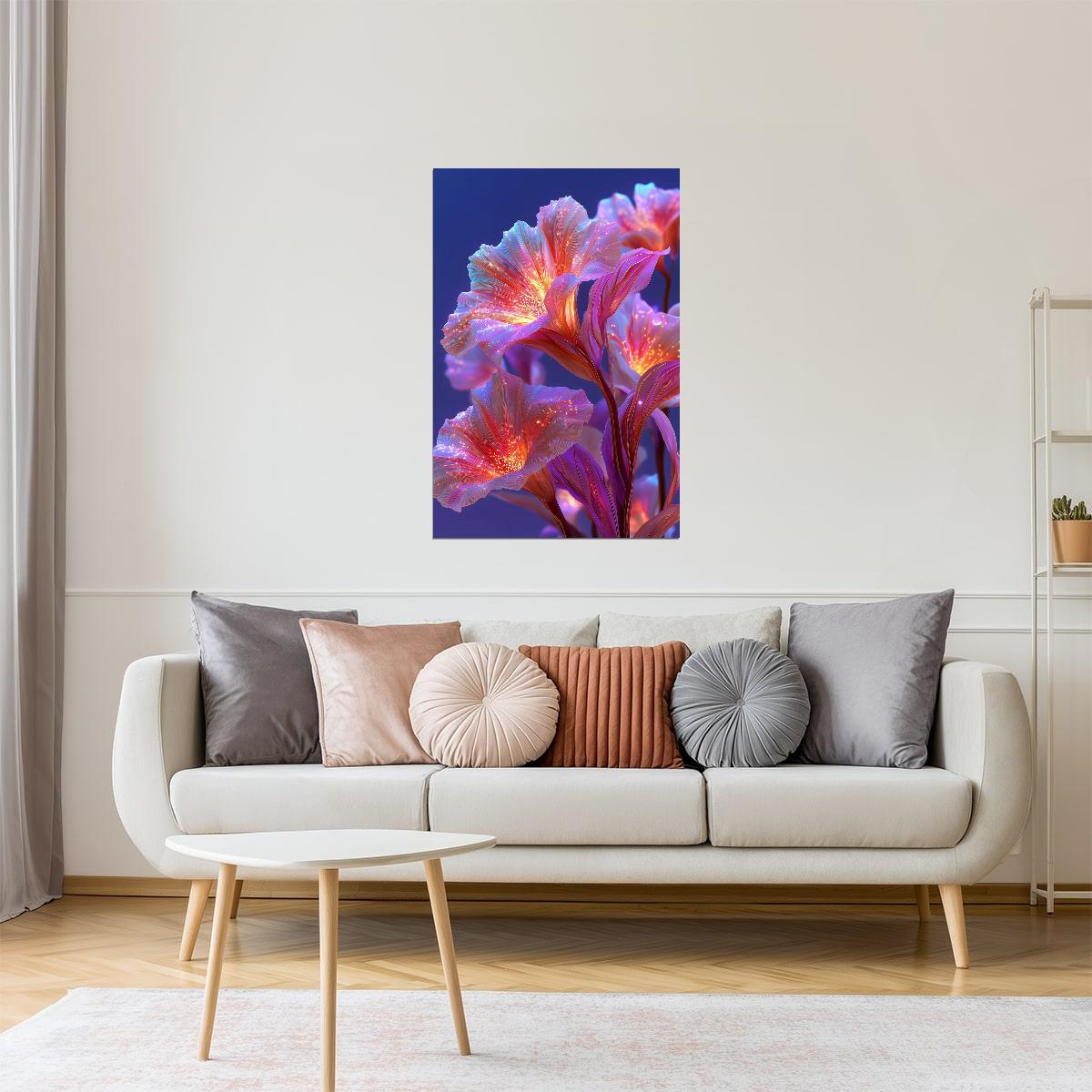 Fiery Scarlet Blooms | Enchanting Fantasy Art | Wall Art Print Poster