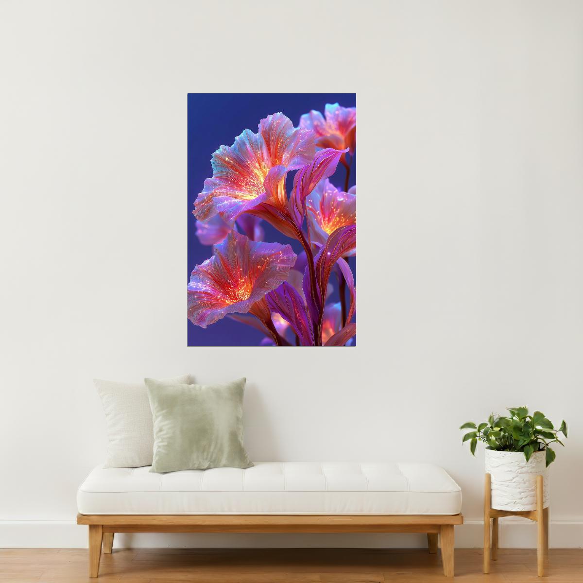 Fiery Scarlet Blooms | Enchanting Fantasy Art | Wall Art Print Poster