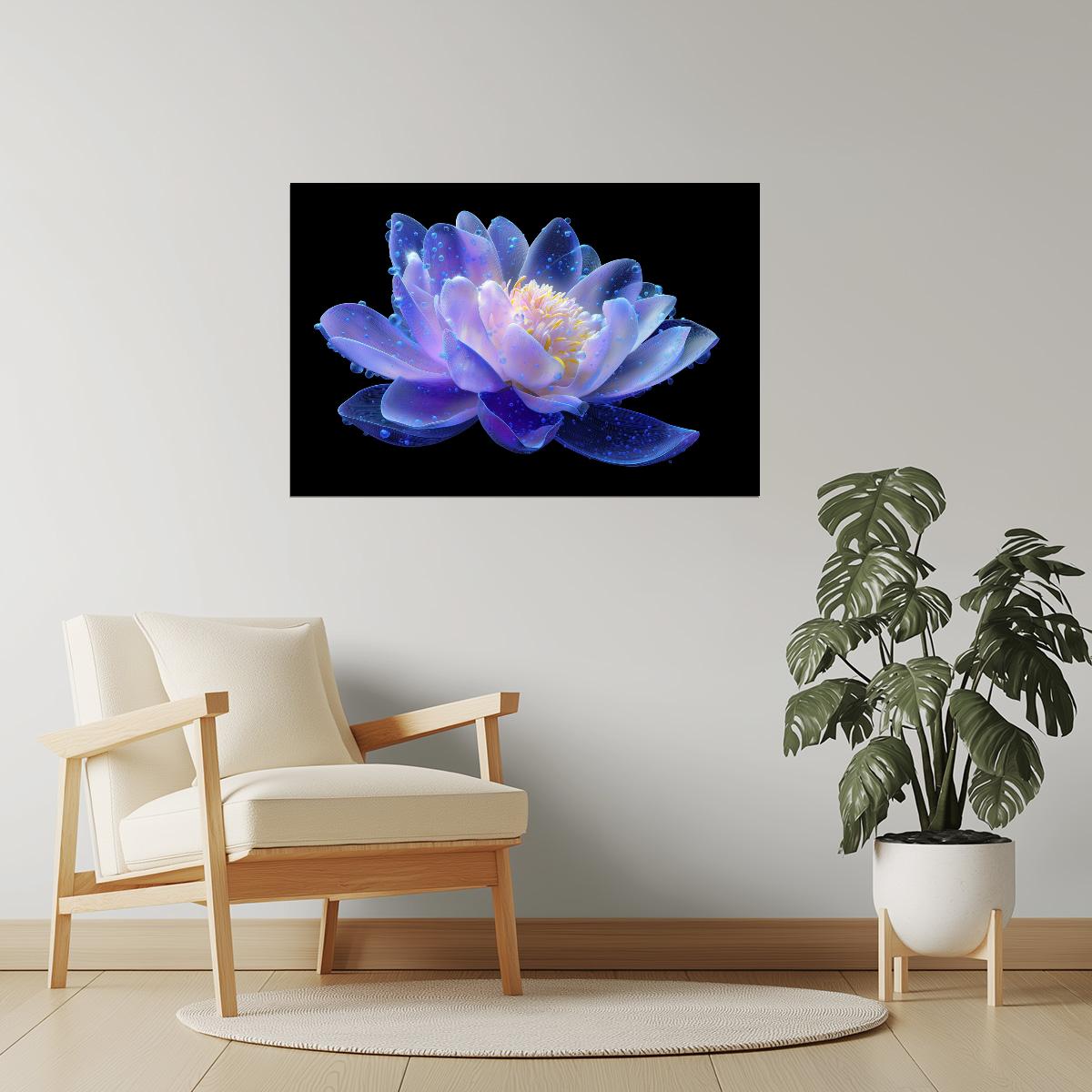 Prismatic Lotus Flower | Ethereal Otherworldly Art | Wall Decor Poster