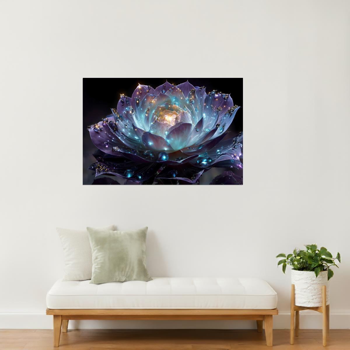 Celestial Lotus Blossom | Dreamy Otherworldly Art | Wall Art Print Poster