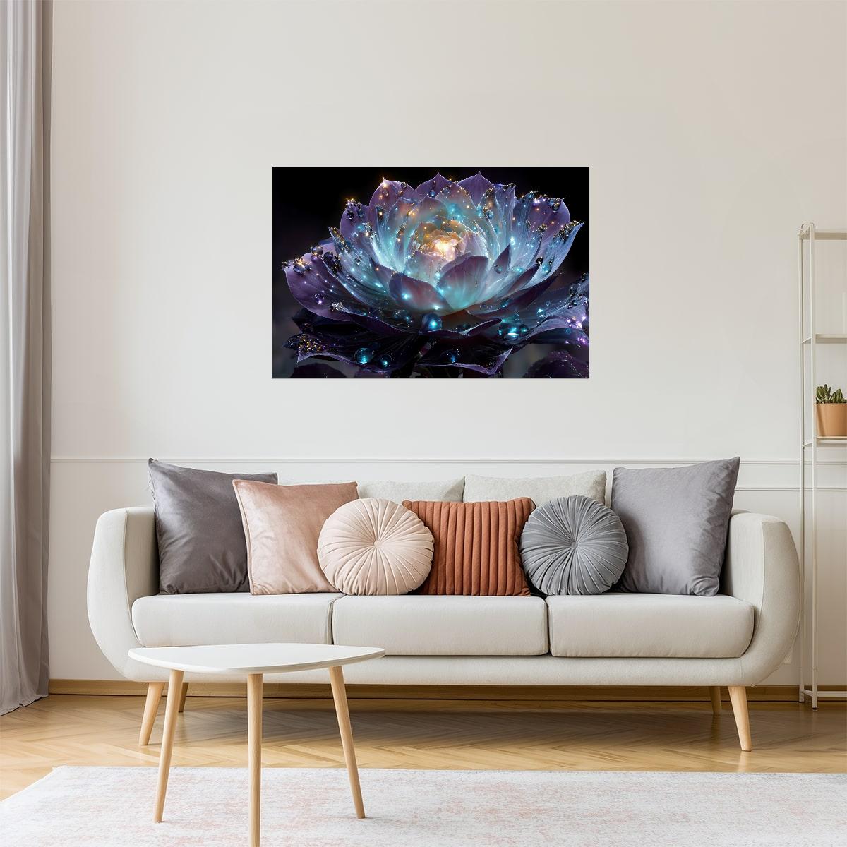 Celestial Lotus Blossom | Dreamy Otherworldly Art | Wall Art Print Poster