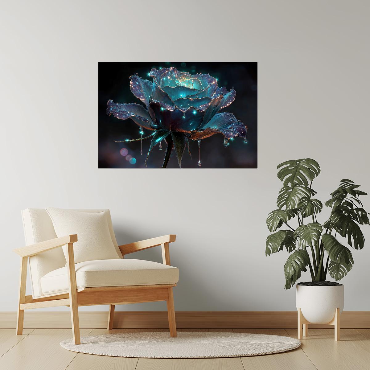 Glowing Dark Rose | Mystical Fantasycore | Wall Decor Poster