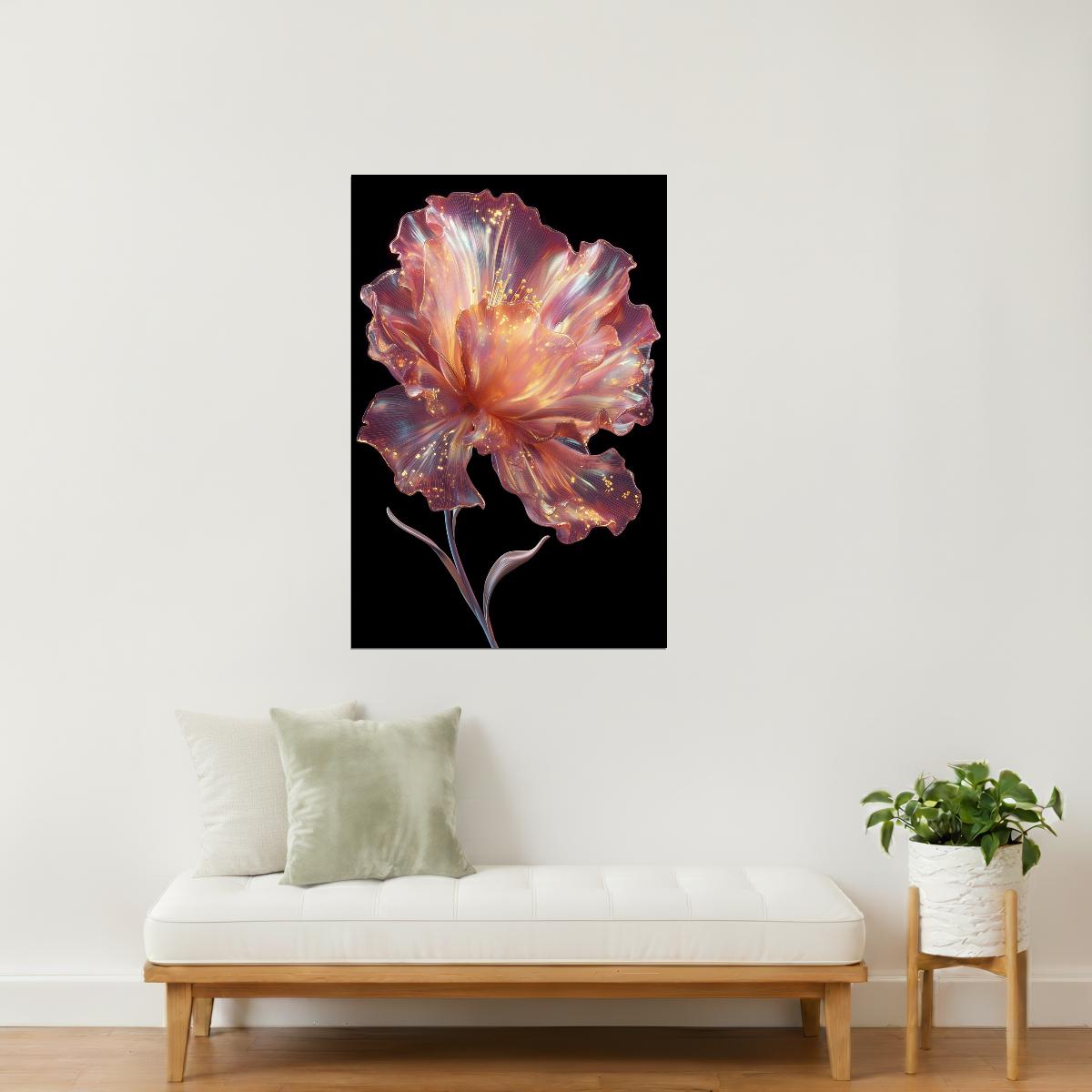 Radiant Golden Petals | Whimsical Surrealism | Wall Art Print Poster