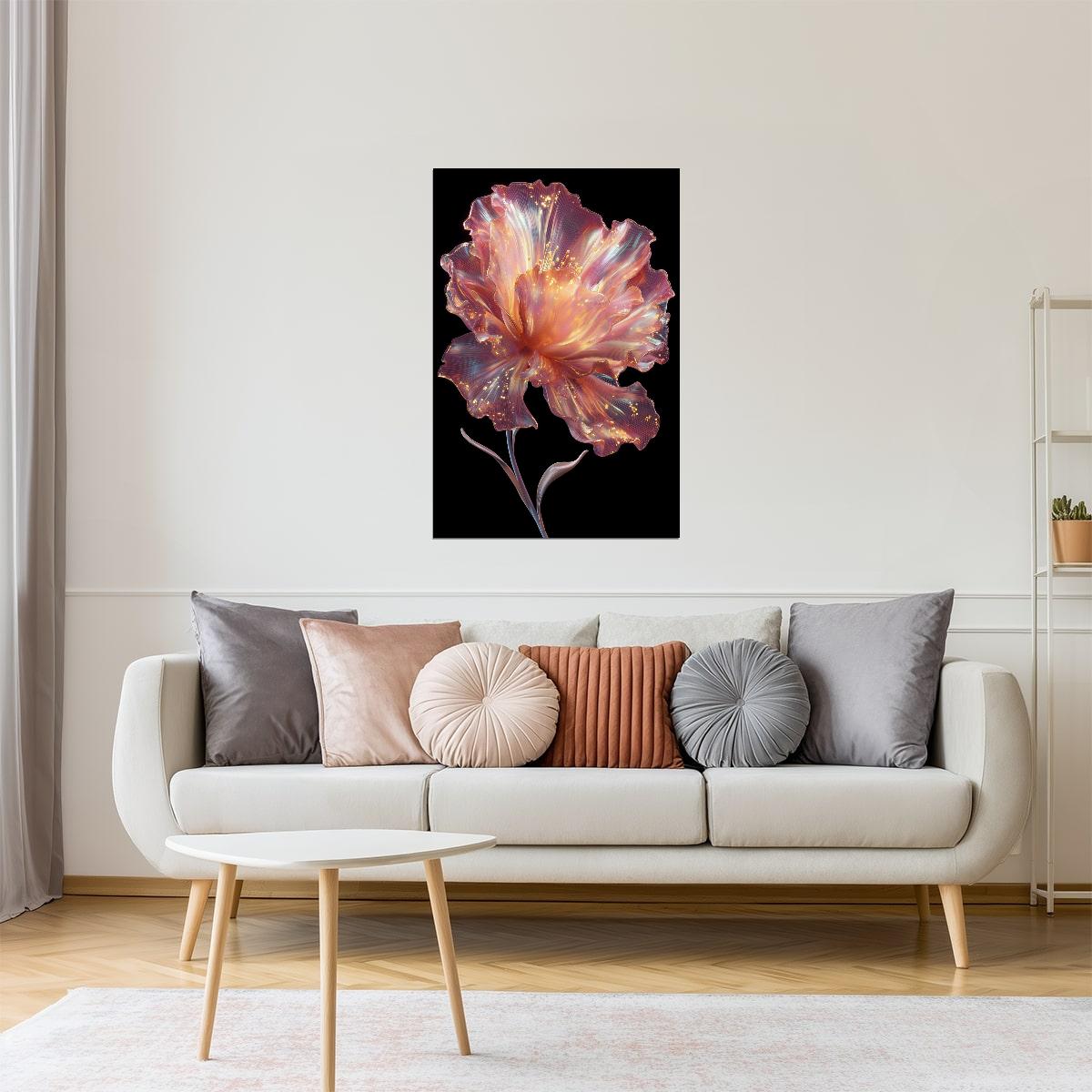 Radiant Golden Petals | Whimsical Surrealism | Wall Art Print Poster
