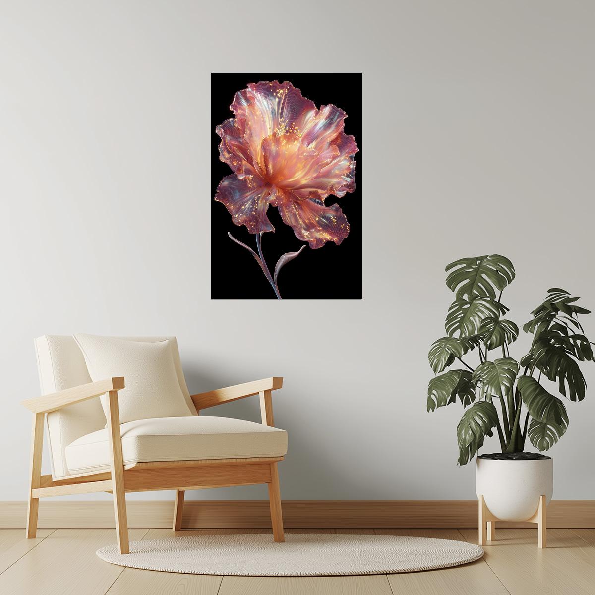 Radiant Golden Petals | Whimsical Surrealism | Wall Art Print Poster