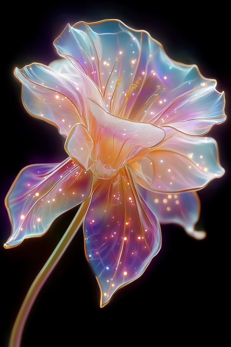 Luminous Violet Bloom | Otherworldly Botanical Fantasy | Wall Decor Poster