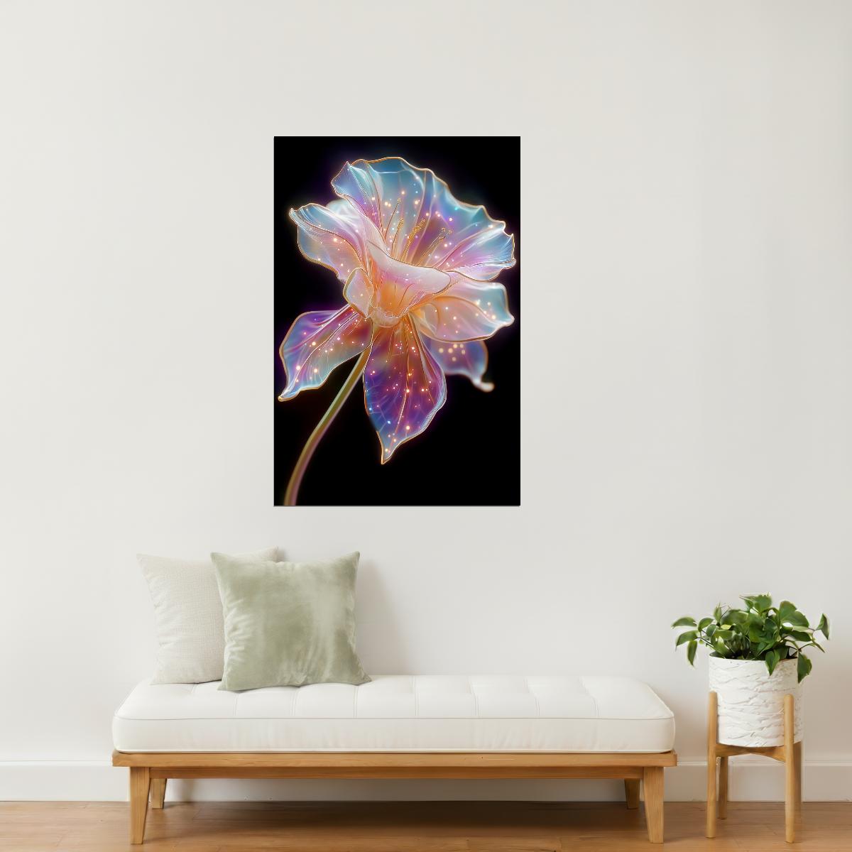 Luminous Violet Bloom | Otherworldly Botanical Fantasy | Wall Decor Poster