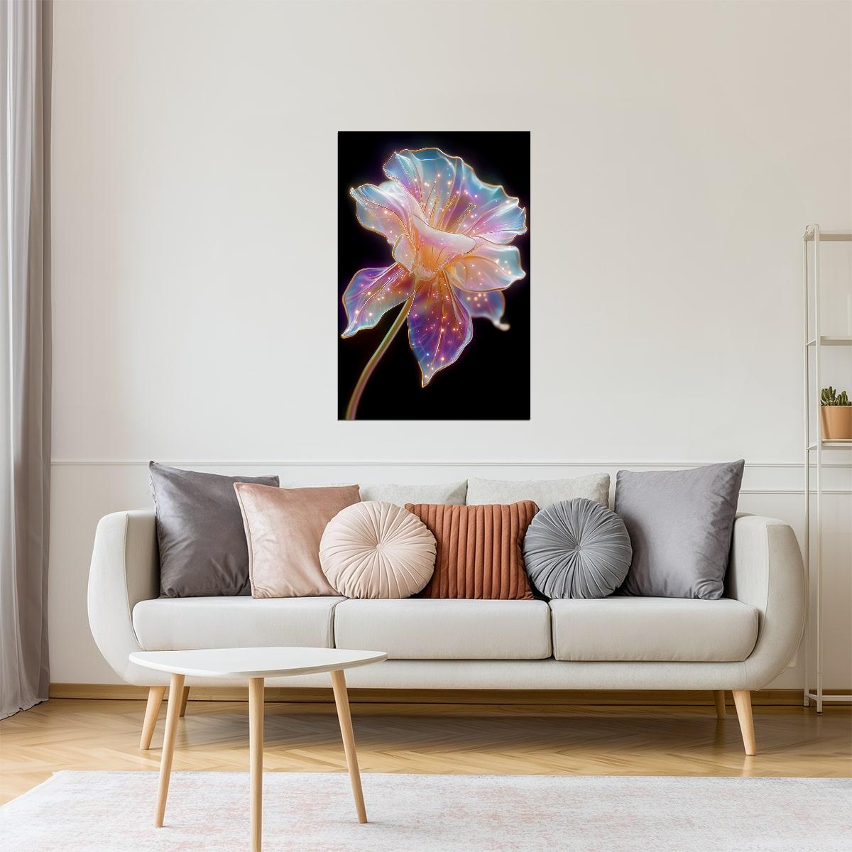 Luminous Violet Bloom | Otherworldly Botanical Fantasy | Wall Decor Poster