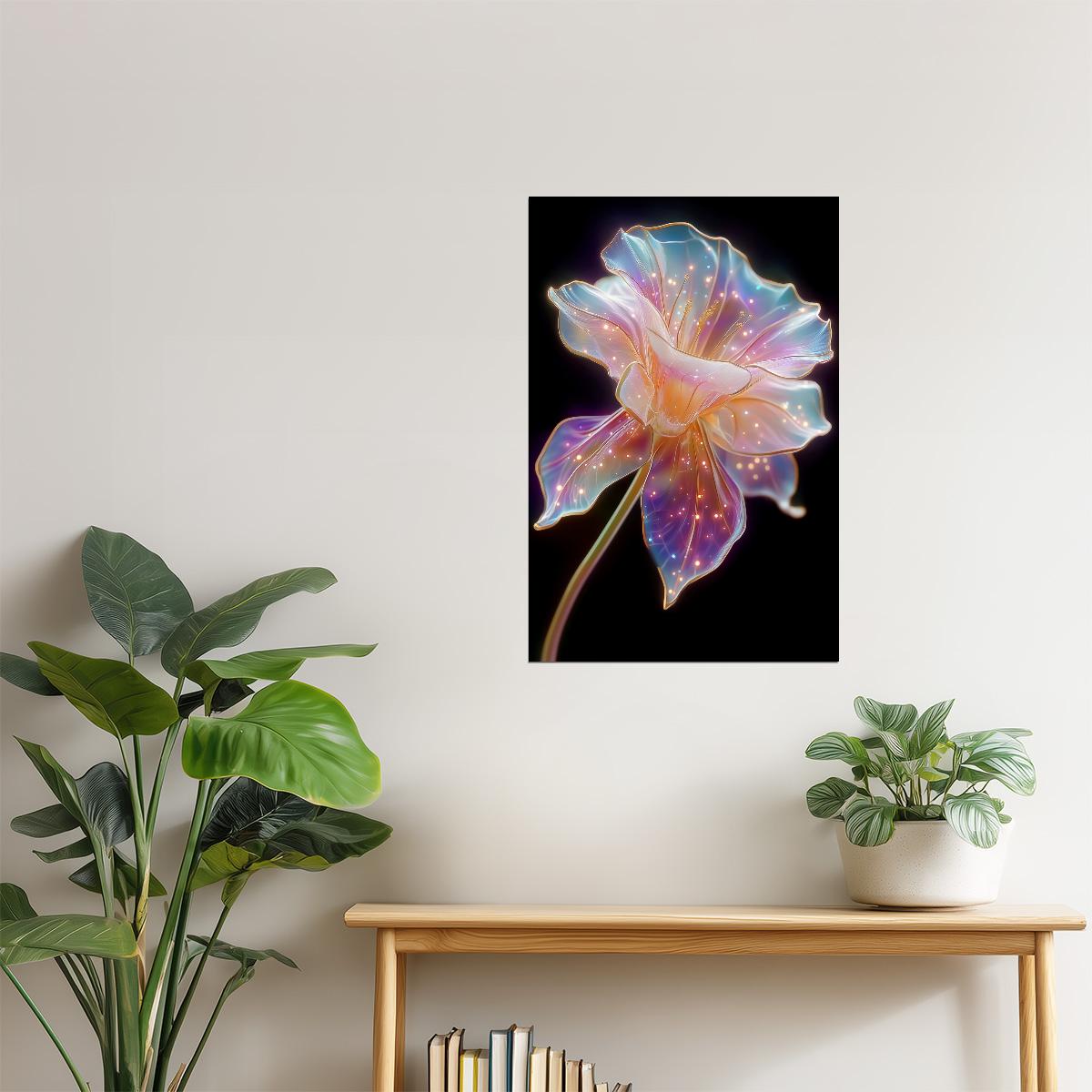 Luminous Violet Bloom | Otherworldly Botanical Fantasy | Wall Decor Poster