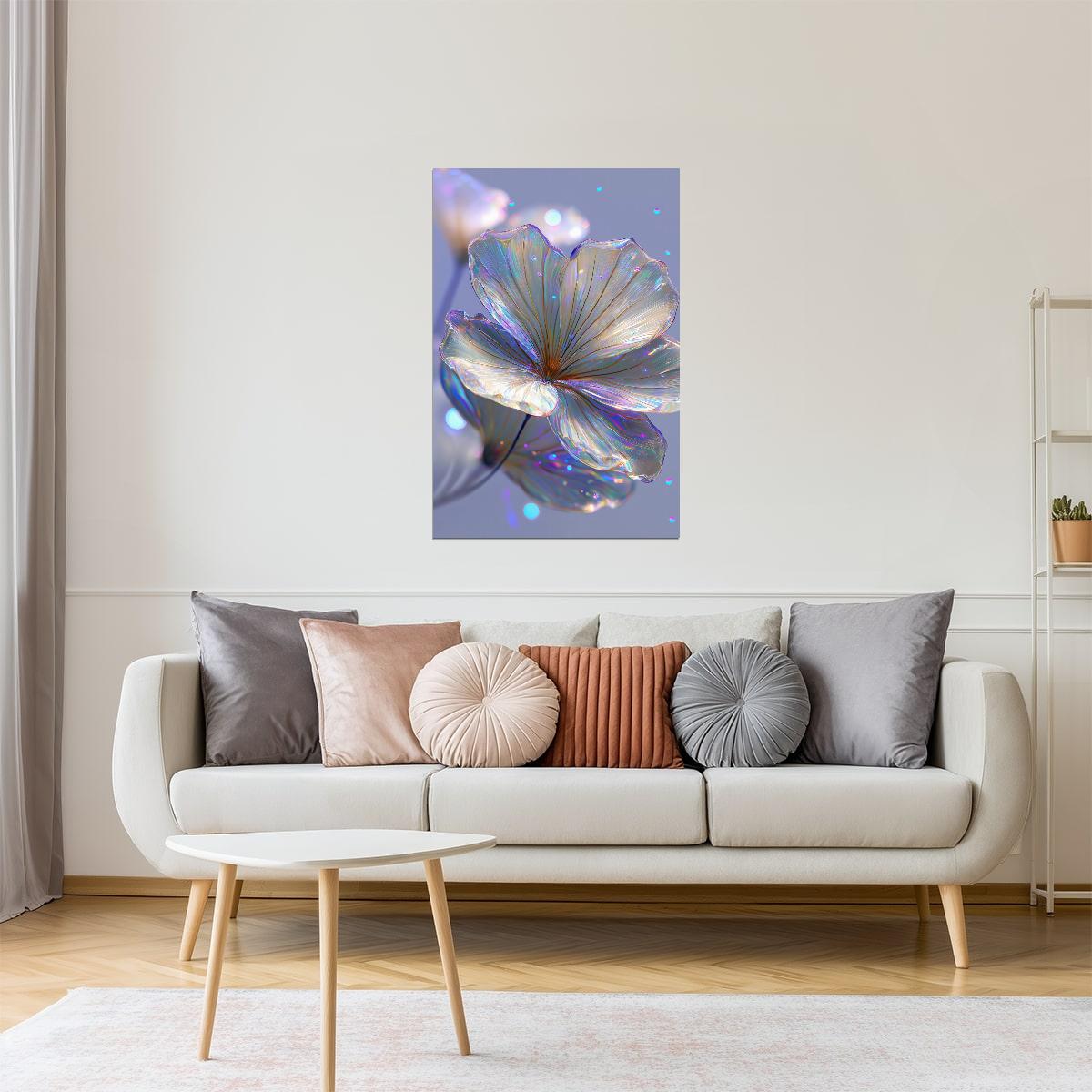 Iridescent Blue Flower | Mystical Botanical Aesthetic | Wall Art Print