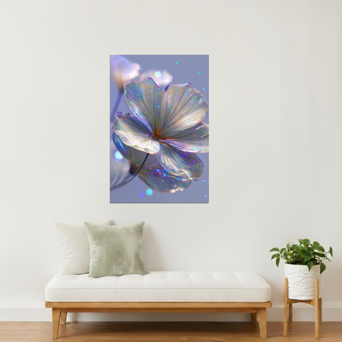 Iridescent Blue Flower | Mystical Botanical Aesthetic | Wall Art Print