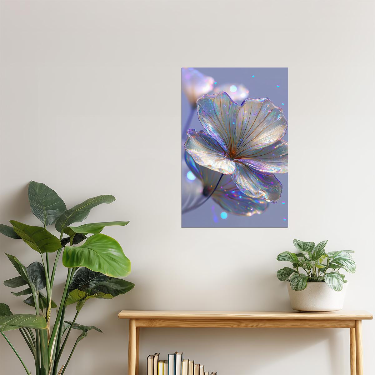 Iridescent Blue Flower | Mystical Botanical Aesthetic | Wall Art Print