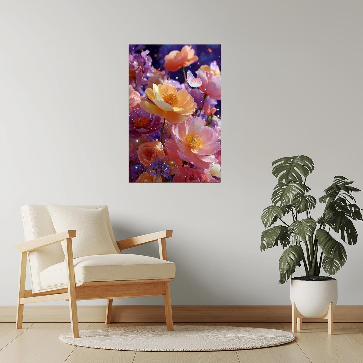 Dreamy Peach Flowers | Mystical Aura Core | Wall Art Print Poster