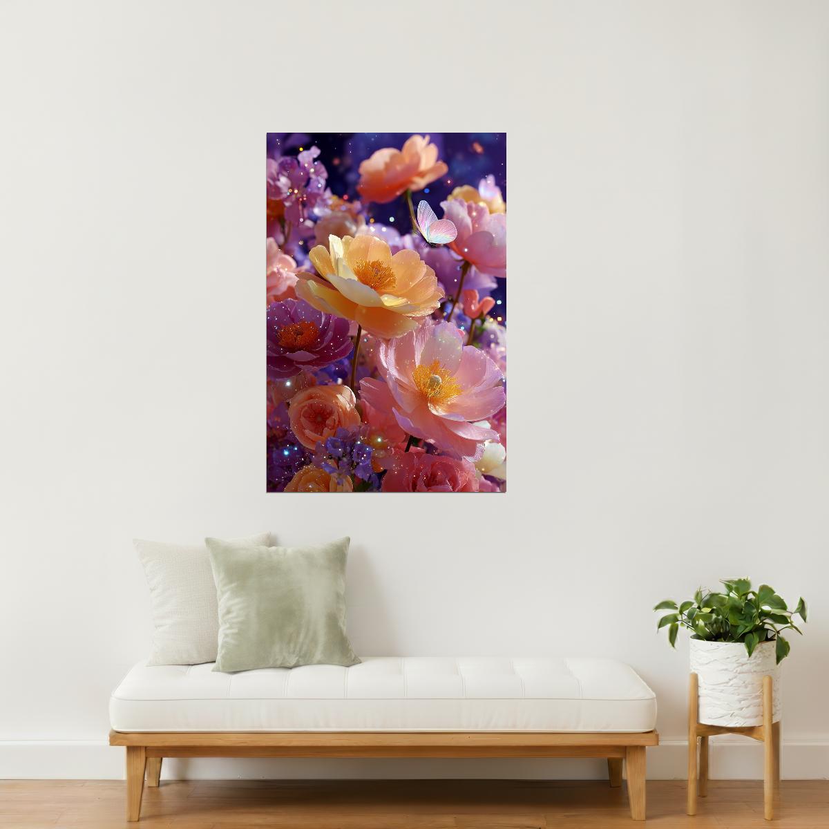 Dreamy Peach Flowers | Mystical Aura Core | Wall Art Print Poster