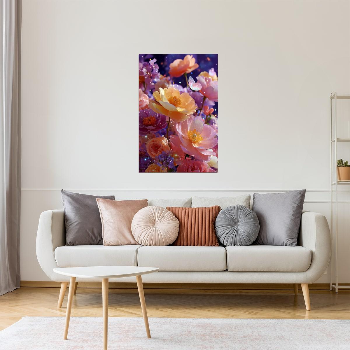 Dreamy Peach Flowers | Mystical Aura Core | Wall Art Print Poster