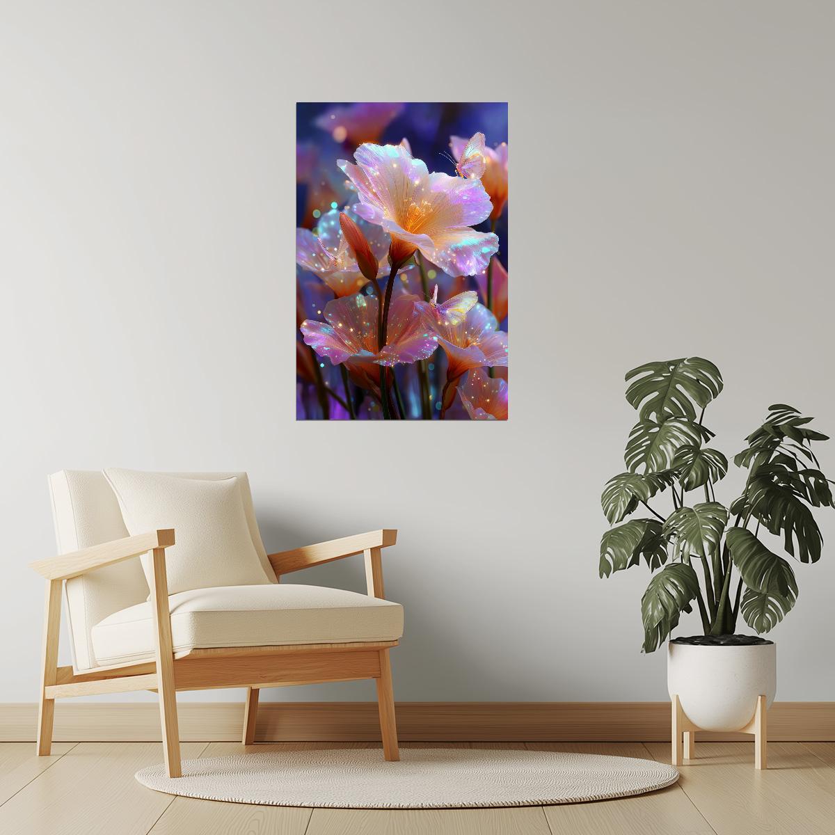 Shimmering Orange Blooms | Whimsical Fantasycore | Wall Decor Poster