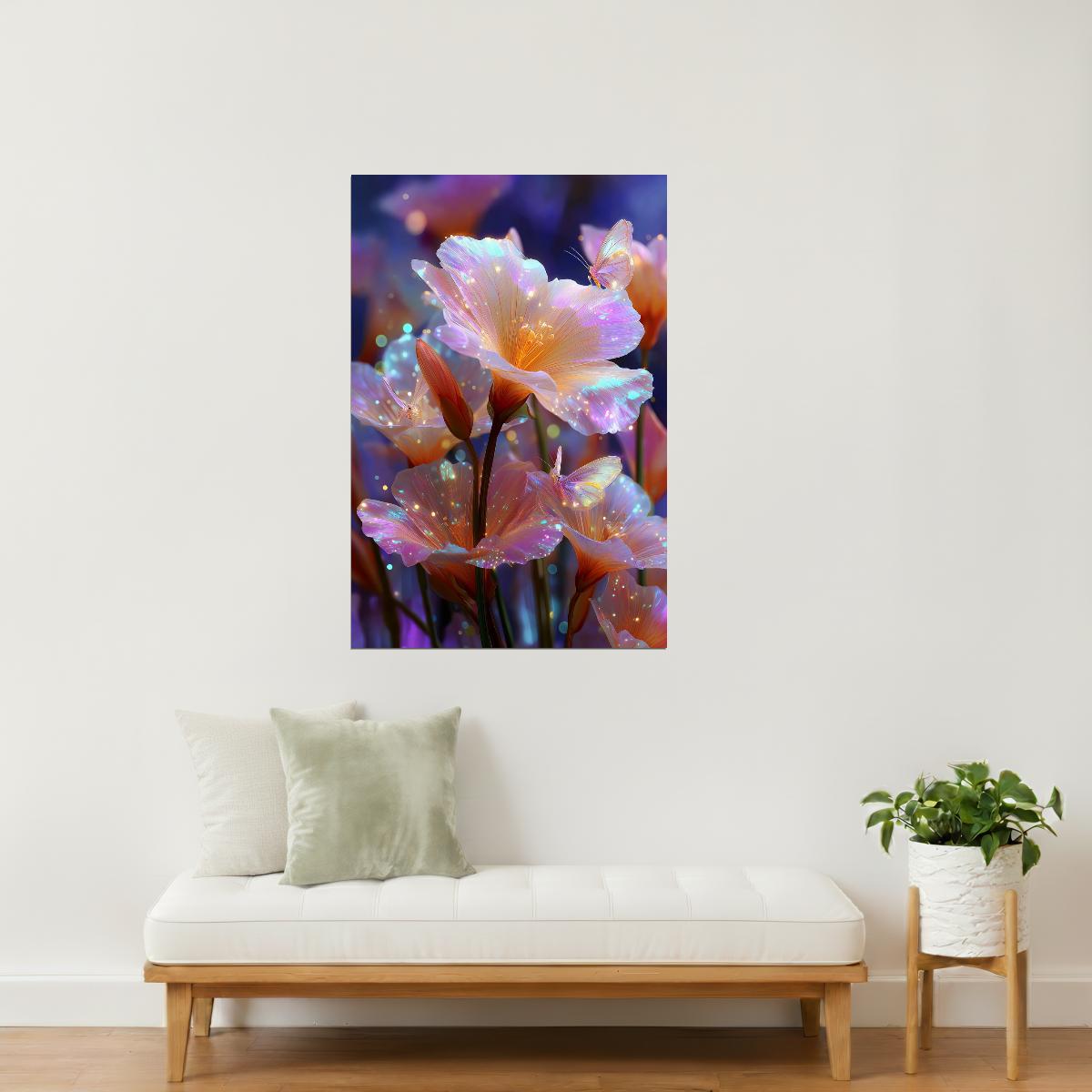 Shimmering Orange Blooms | Whimsical Fantasycore | Wall Decor Poster
