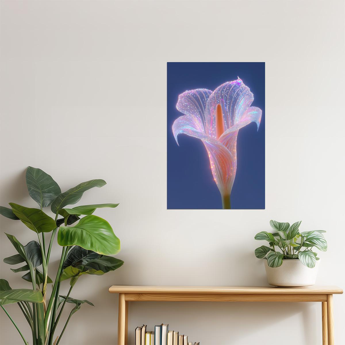 Radiant Pink Lily | Celestial Fantasy Art | Wall Art Print Poster