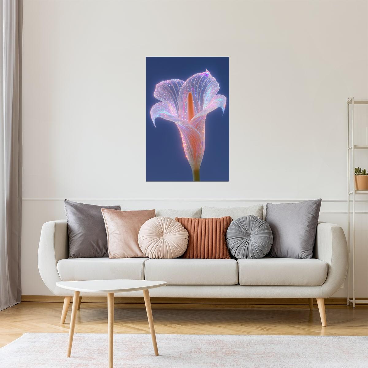 Radiant Pink Lily | Celestial Fantasy Art | Wall Art Print Poster