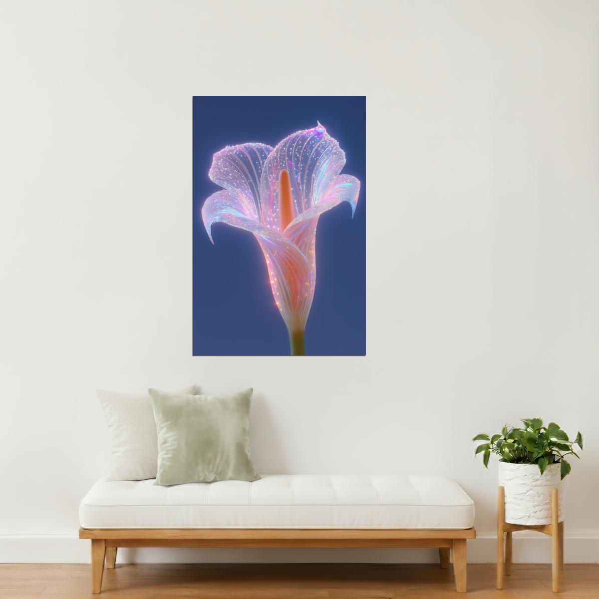 Radiant Pink Lily | Celestial Fantasy Art | Wall Art Print Poster