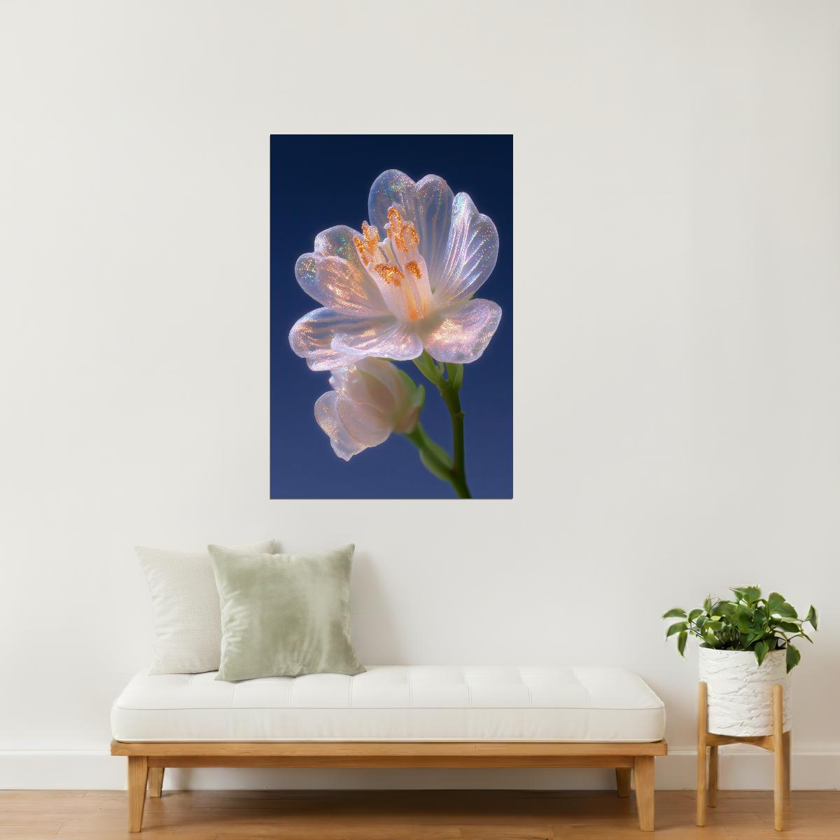 Translucent White Blossom | Serene Botanical Fantasy | Wall Decor Poster
