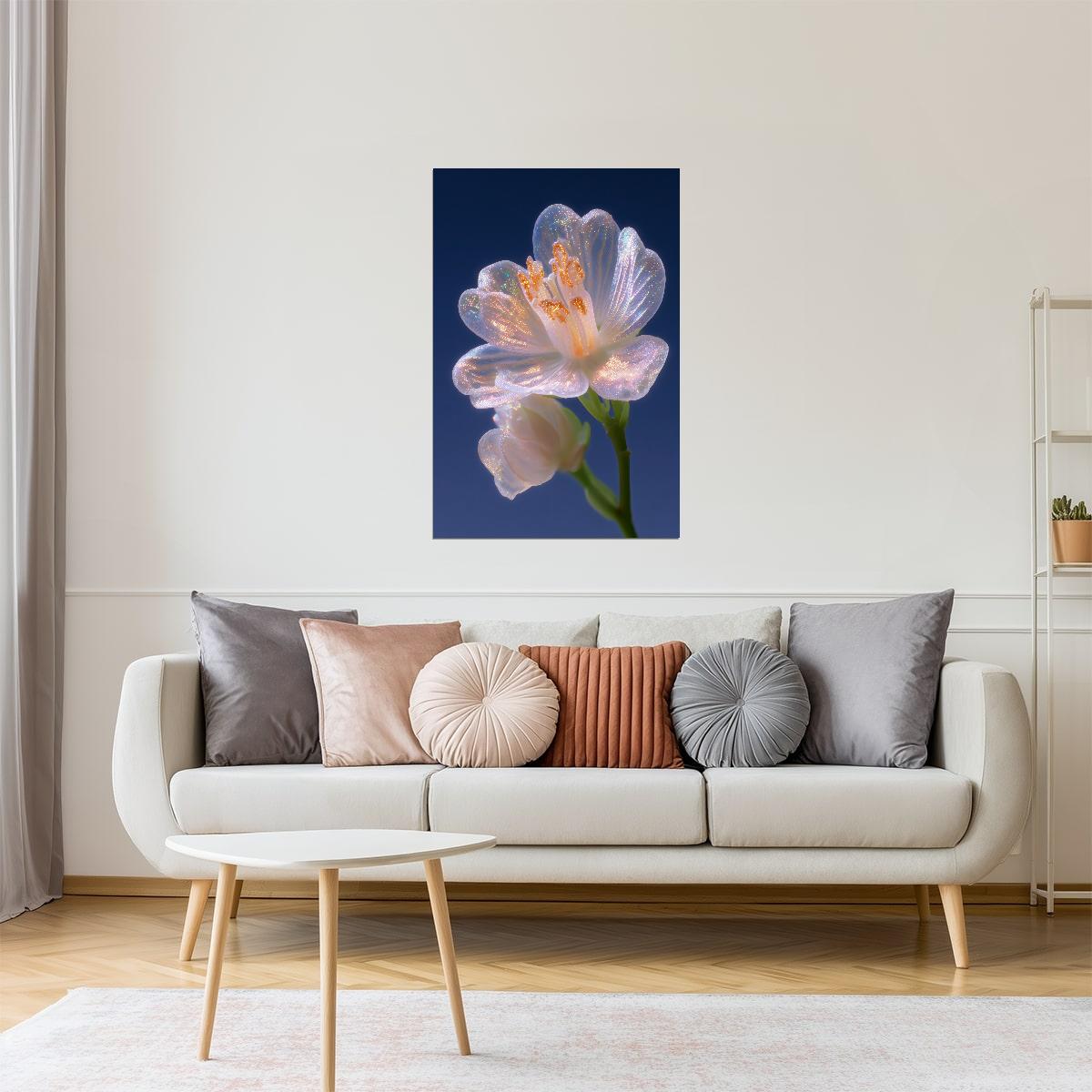 Translucent White Blossom | Serene Botanical Fantasy | Wall Decor Poster
