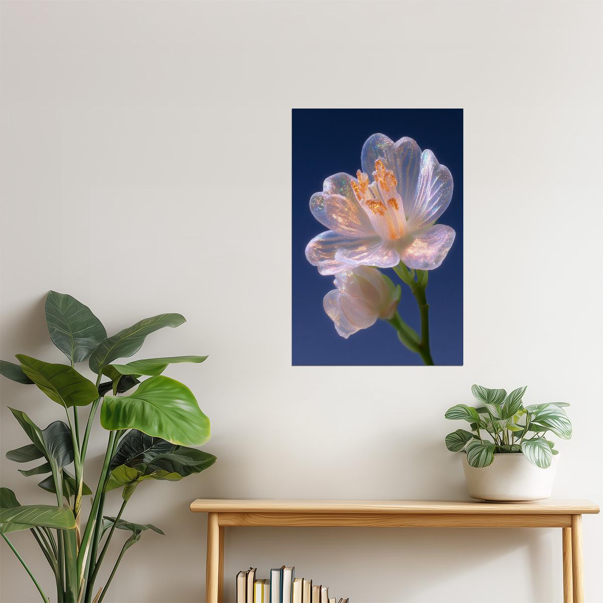 Translucent White Blossom | Serene Botanical Fantasy | Wall Decor Poster