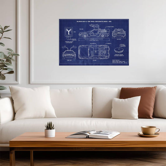 DeLorean Time Machine Mark I | Back to the Future Poster | Classic Car Blueprint - Movies & TV Poster
