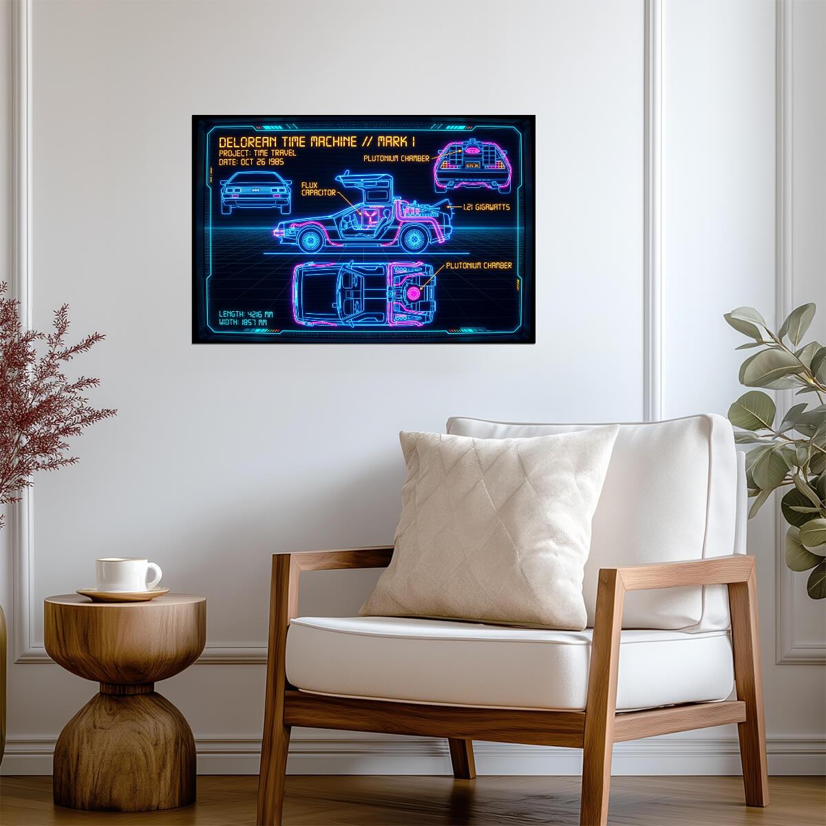 DeLorean Time Machine Mark I | Back to the Future Poster | 80s Retro Blueprint - Movies & TV Poster