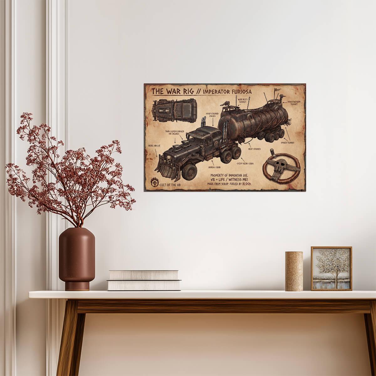 Mad Max Fury Road War Rig | Movie Vehicle Poster | Wasteland Truck Blueprint - Movies & TV Poster