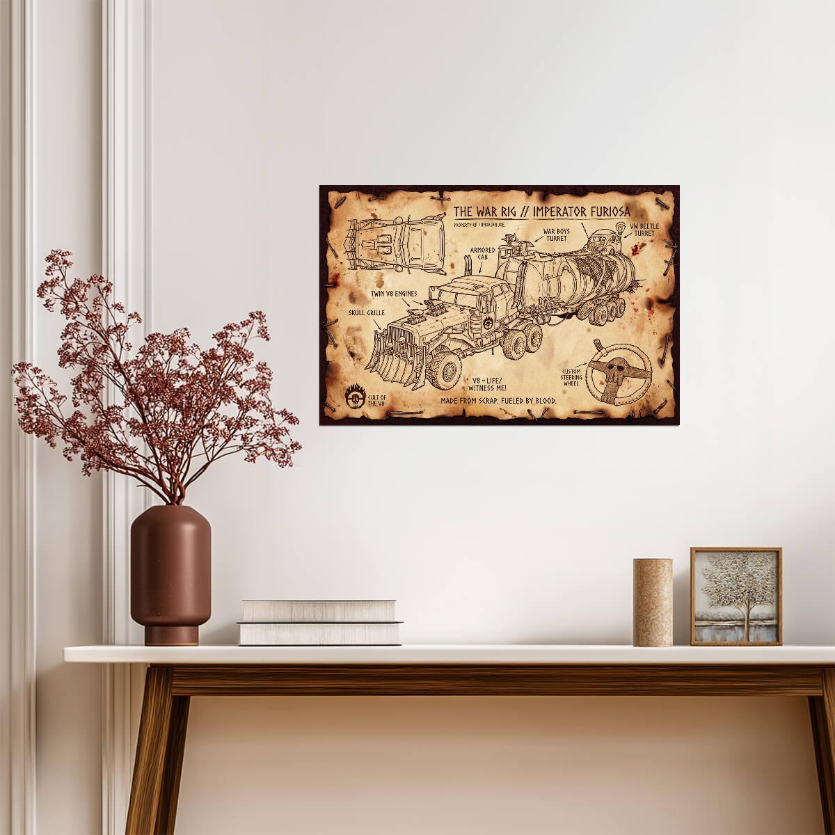 Mad Max War Rig Imperator Furiosa | Movie Vehicle Poster | Vintage Style Blueprint - Movies & TV Poster