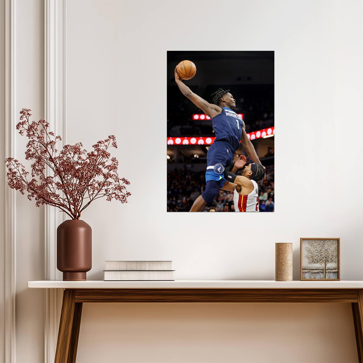 Anthony Edwards Dunk | Basketball Poster | NBA Player Action Photography