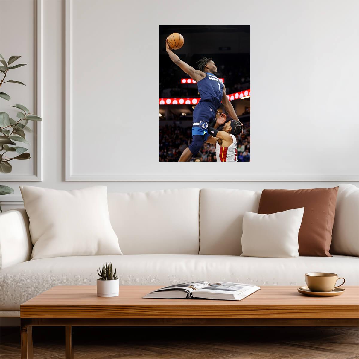 Anthony Edwards Dunk | Basketball Poster | NBA Player Action Photography