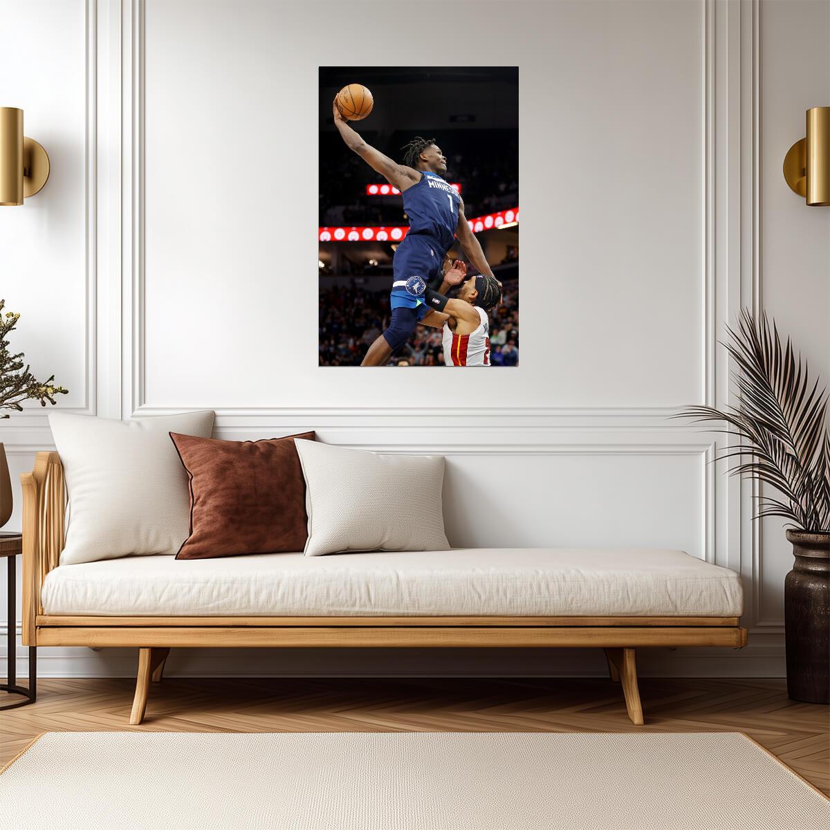 Anthony Edwards Dunk | Basketball Poster | NBA Player Action Photography