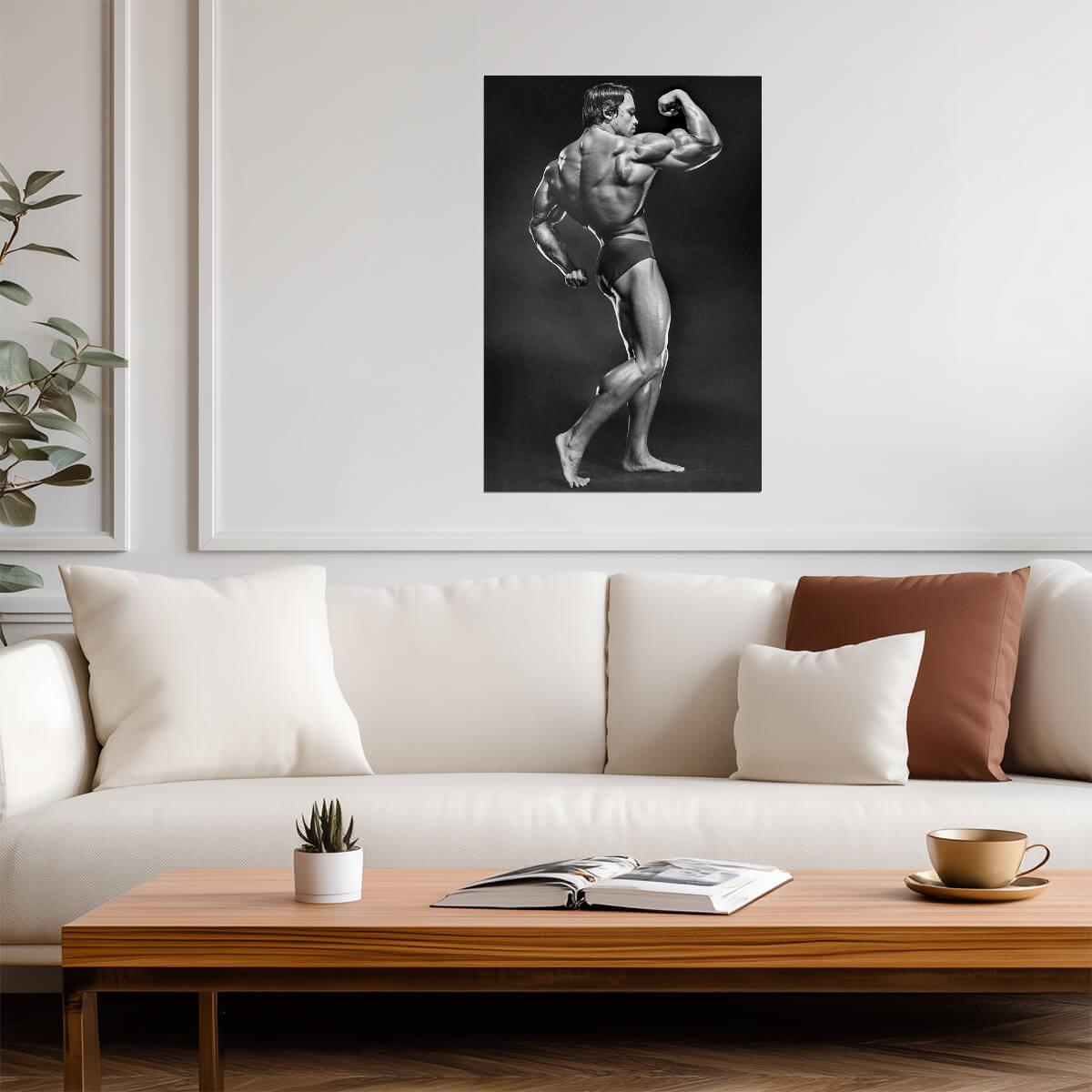 Arnold Schwarzenegger Bodybuilding Pose | Fitness Icon Poster | Vintage Gym Wall Art
