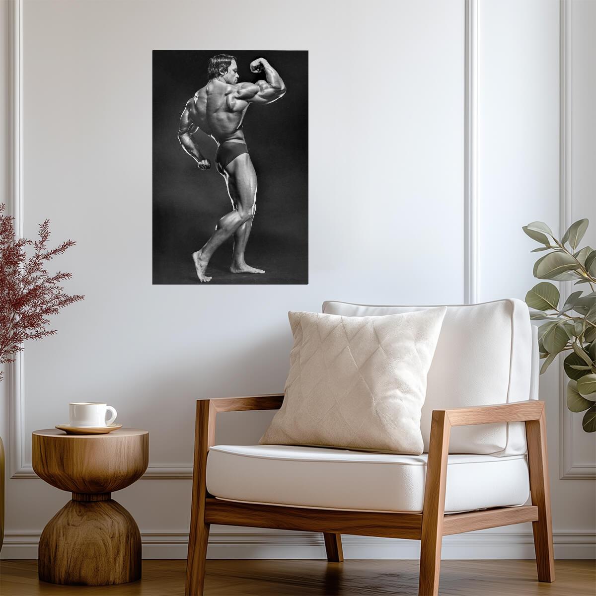 Arnold Schwarzenegger Bodybuilding Pose | Fitness Icon Poster | Vintage Gym Wall Art