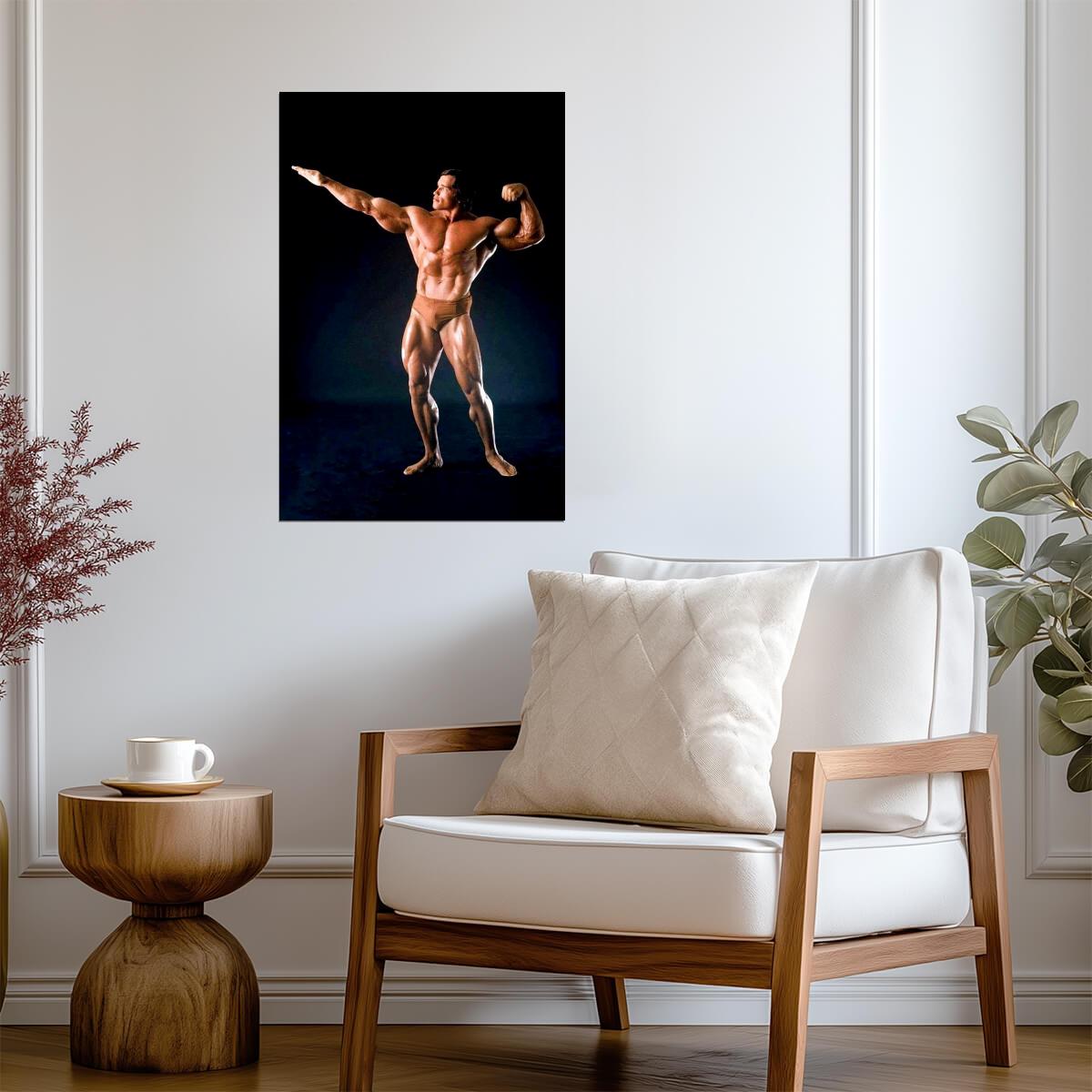 Arnold Schwarzenegger Vacuum Pose | Bodybuilding Motivation Poster | Vintage Gym Wall Art