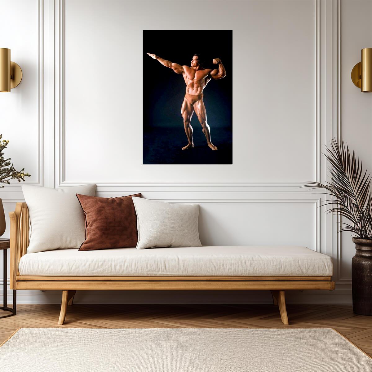 Arnold Schwarzenegger Vacuum Pose | Bodybuilding Motivation Poster | Vintage Gym Wall Art