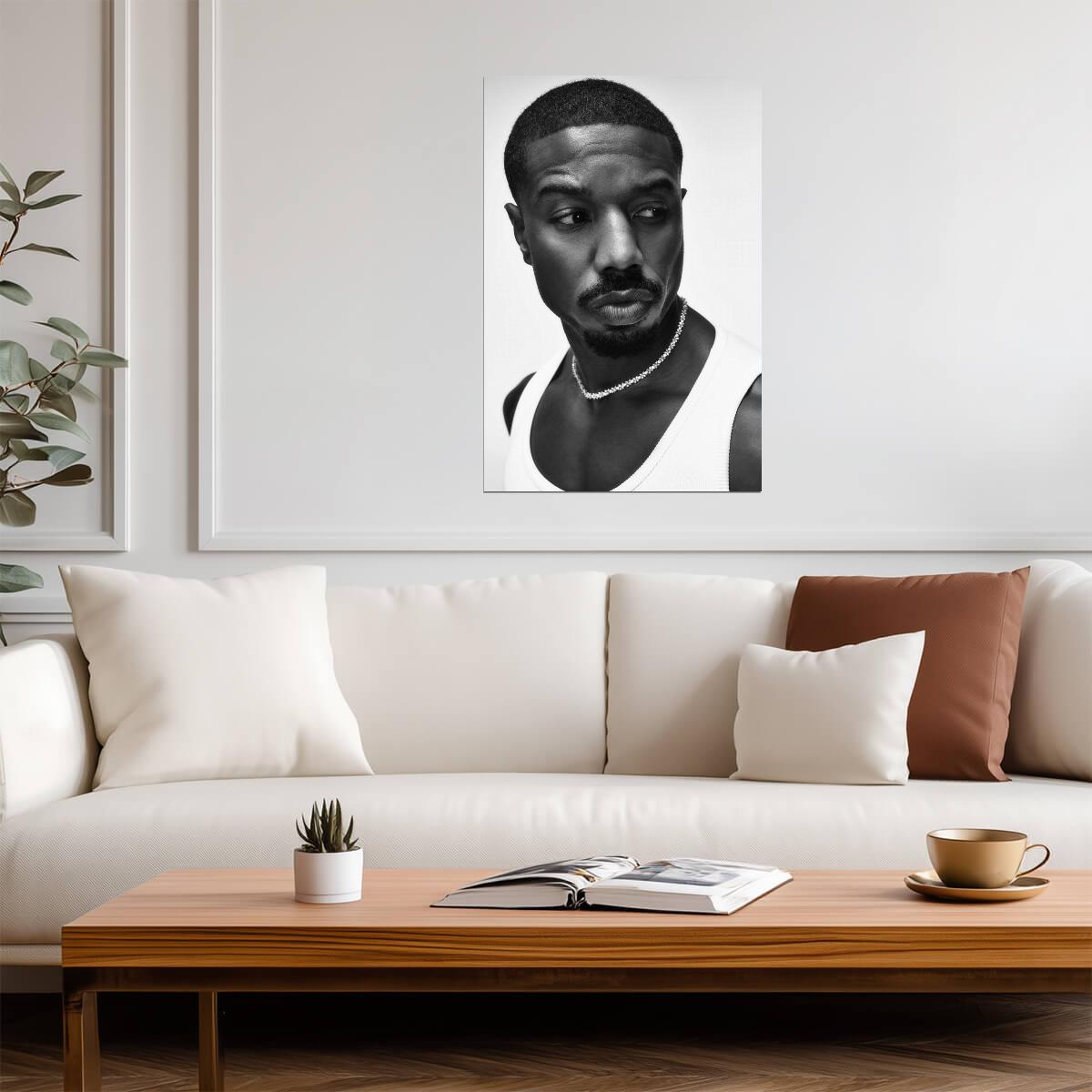 Michael B. Jordan | Black and White Portrait | Movie Celebrity Poster