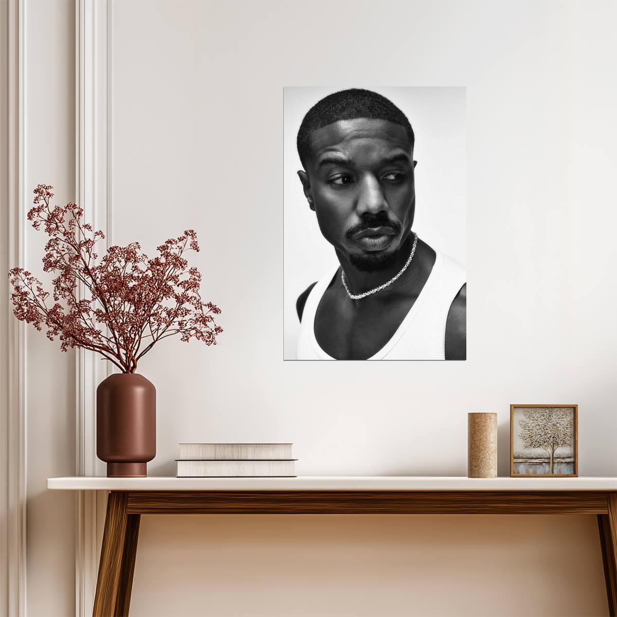 Michael B. Jordan | Black and White Portrait | Movie Celebrity Poster